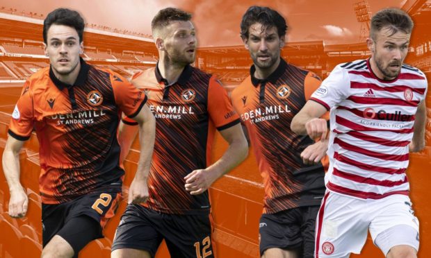 Scott McMann (right) is set to join the likes of (L to R) Liam Smith, Ryan Edwards and Charlie Mulgrew in defence for Dundee United.