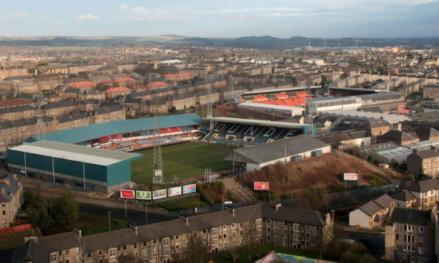 Dens Park and Tannadice, the closest two professional football grounds in Europe.