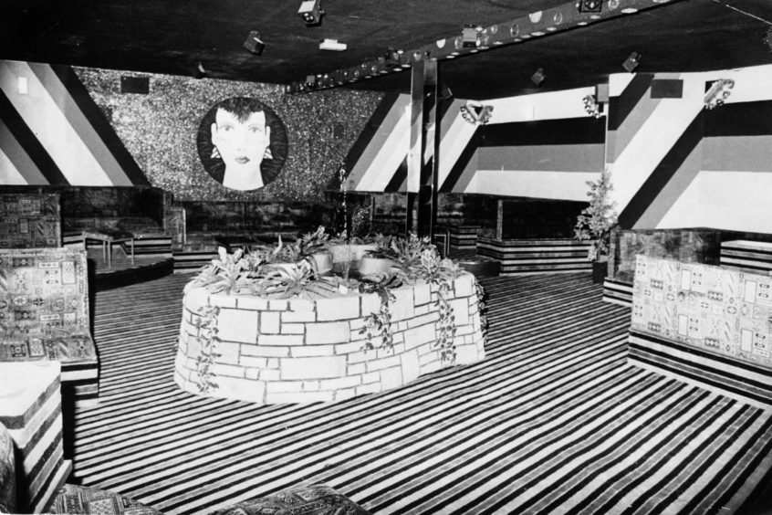 Some interesting decor inside the Fountain Disco on BrownStreet. (1983)