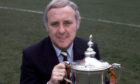 Jim McLean holding the Premier Division trophy - the only time in the club's history they were champions of Scotland's top flight.