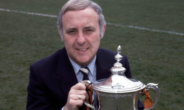 Jim McLean holding the Premier Division trophy - the only time in the club's history they were champions of Scotland's top flight.