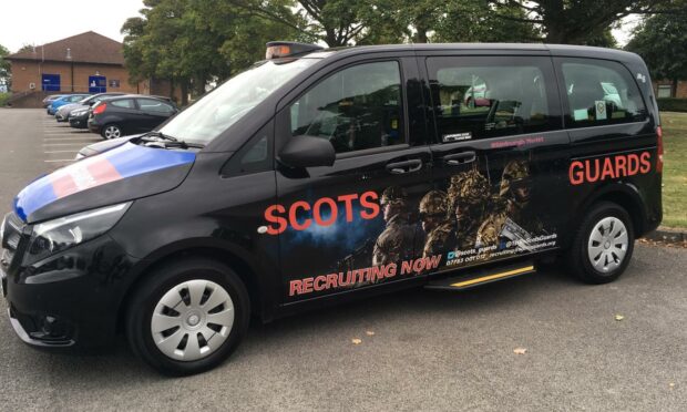 A Scots Guards taxi.