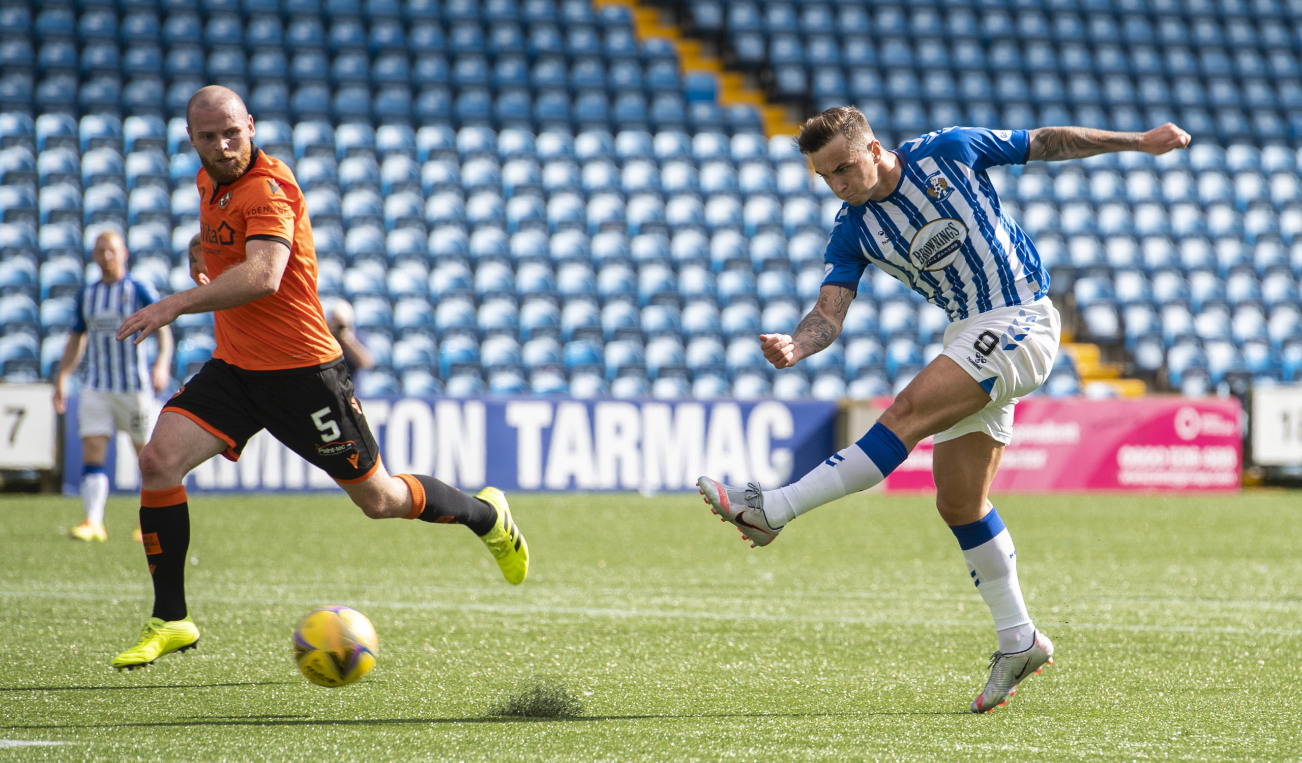 Eamonn Brophy makes it 2-0 to Kilmarnock against Dundee United.