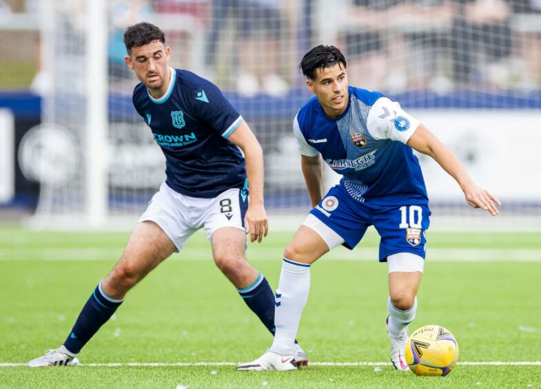 Lewis Milne in action against Dundee in the League Cup at the start of the season.