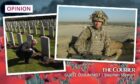 Stephen lays a poppy at the grave of a soldier from his grandfather's regiment, after serving in Afghanistan himself.