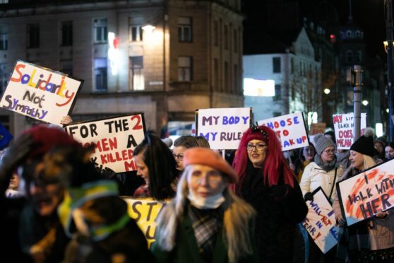 Reclaim the night marchers in Dundee High Street. Photo: Kim Cessford / DCT Media.