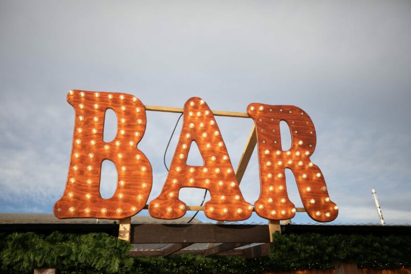 The Christmas village includes a Bavarian-themed bar.