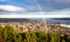 Dundee panoramic view with rainbow