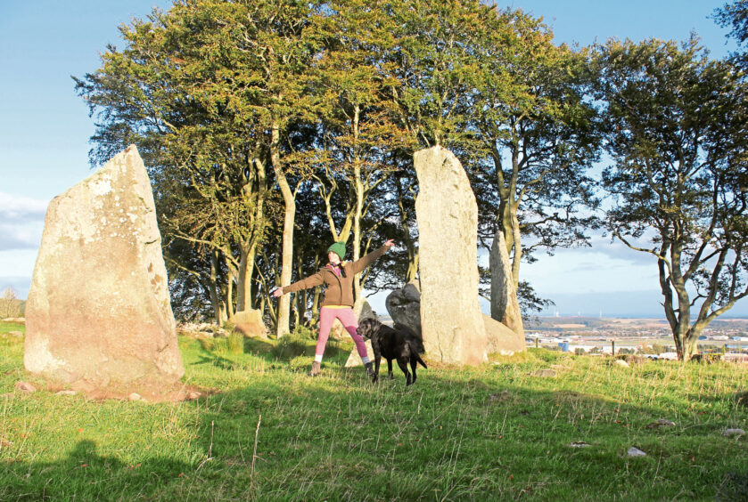 Gayle and her dog Toby enjoy hanging out at Tyrebagger stone circle.