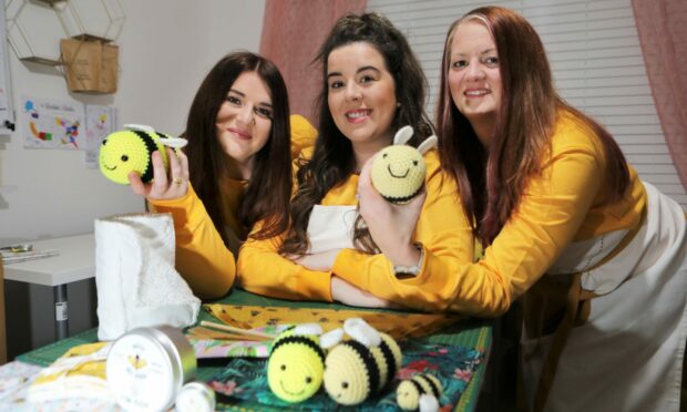 Founders of Buzzy Beeutiful Emilie McCrank, Jordan Lamont and Tilly Charman.