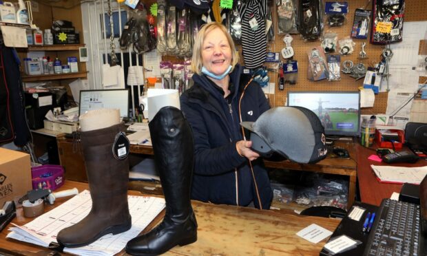 Shop worker Jenny Mitchell at Conchie Saddlery in Barry, Carnoustie.
