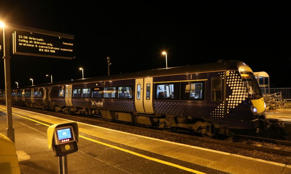 A train stopped at Carnoustie following the incident.