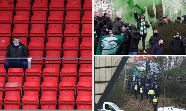 Fans watched from outside the stadium as new rules limited the number who could attend to 500