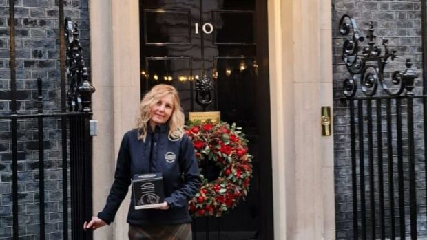 Michelle Maddox, owner of Clootie McToot, at 10 Downing Street.