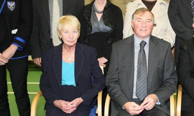 Eileen Haggarty with husband George at his retirement mass in 2010.
