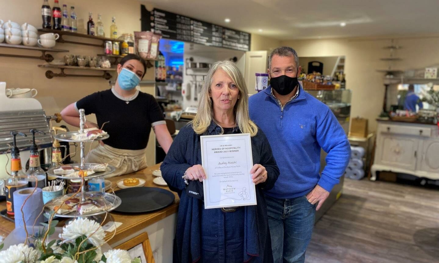 Audrey Maestri (centre), owner of the Olive Tree Takeaway. Pictured with husband John Maestri (right) and staff member Leigh (left).