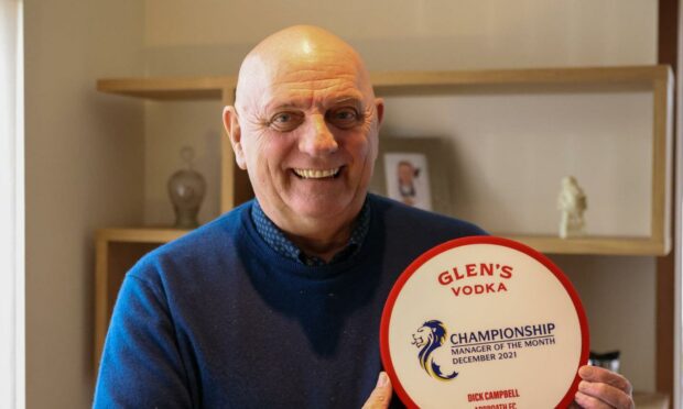 Arbroath manager Dick Campbell presented with the Glen's Championship Manager of the Month award for December.