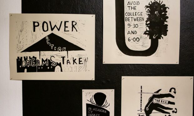 Detail from the Hornsey Sit-in section of DJCAD's Ignorant Art School Sit-in #2. To Be Potential exhibition.