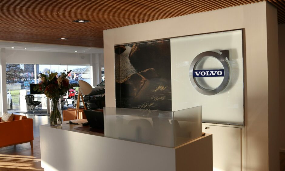 Interior of the new Volvo showroom in Dundee.
