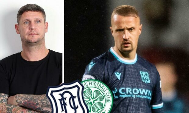 Columnist Lee Wilkie (left) and Dundee striker Leigh Griffiths (right).