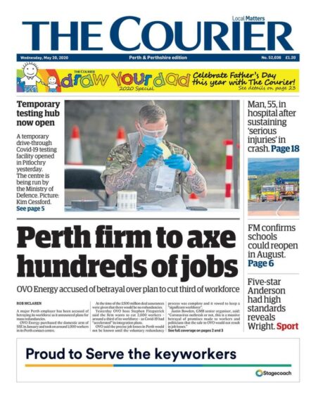 The Courier's front page on May 20, 2020.