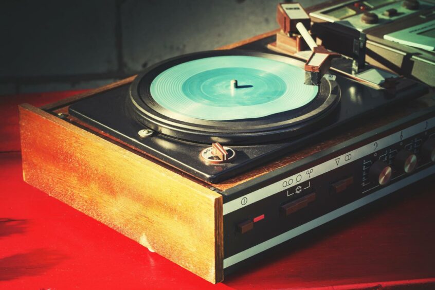 A vintage record player was among items left behind.