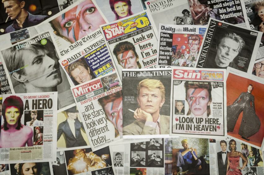 Shock and grief in the newspapers on the day after the death of David Bowie.