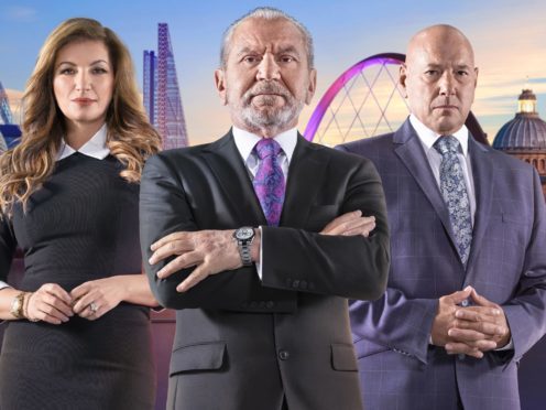 Karren Brady, Lord Sugar and Claude Littner from The Apprentice (PA)