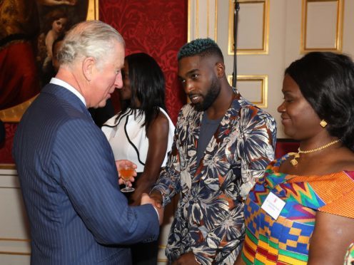 The Prince of Wales with Tinie Tempah at St James’s Palace (Tim Whitby/PA)