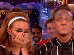 Kevin Clifton face plants cake as he and Stacey Dooley top Strictly leaderboard (BBC/Screengrab)