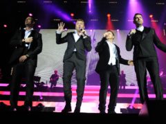 Keith Duffy, Ronan Keating, Mikey Graham and Shane Lynch of Boyzone perform for the Boyzone 20th anniversary tour in Cardiff on December 1, 2013.