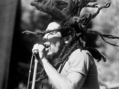Reggae singer Bob Marley on stage (PA)