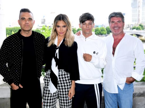 Robbie Williams, Ayda Field, Louis Tomlinson and Simon Cowell (Ian West/PA)