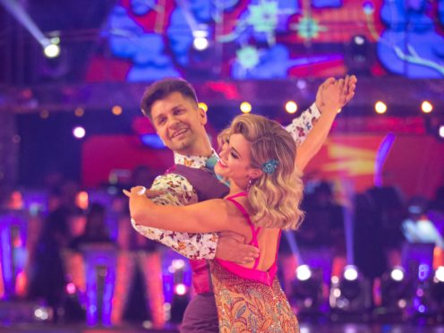 Ashley Roberts and Pasha Kovalev during the dress rehearsal for Saturday’s Strictly Come Dancing (BBC)