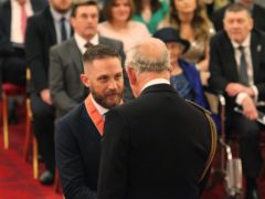 Actor Tom Hardy is made a CBE (Commander of the Order of the British Empire) by the Prince of Wales at Buckingham Palace (Yui Mok/PA)