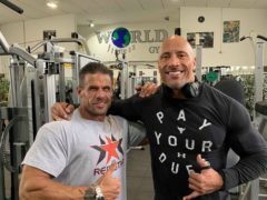 Craie Carrera (left) and Dwayne Johnson also known as The Rock inside World Fitness Gym in Doncaster