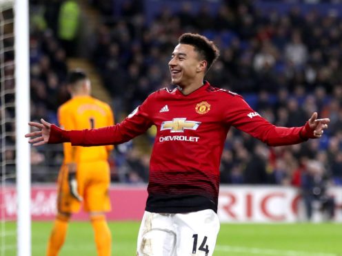 Manchester United’s Jesse Lingard pulled the ‘gun lean’ during celebrations (PA)