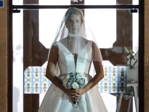 Mel arrives at the church (BBC – Photographer: Kieron McCarron)