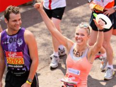 Nell McAndrew after finishing the 2011 Virgin Money London Marathon (Dominic Lipinski/PA)