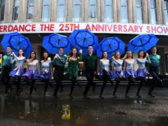The cast of dancers, who were not born when the original show opened in 1995, during the launch of the Riverdance updated show (Kirsty O’Connor/PA)