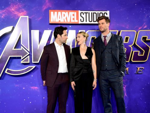 Paul Rudd (left), Scarlett Johansson and Chris Hemsworth attending the Avengers: Endgame fan event held at Picturehouse Central, London (Ian West/PA)