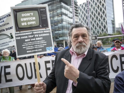 Ricky Tomlinson joins protesters outside BBC Media City in Salford (Danny Lawson/PA)