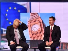 Boris Johnson (left ) and Jeremy Hunt during the BBC TV debate (Jeff Overs/BBC/PA)