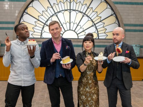 Judges Cherish Finden and Benoit Blin with presenters Liam Charles and Tom Allen (Channel 4/PA)