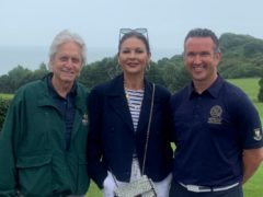 Michael Douglas, Catherine Zeta-Jones and golf club director Andrew Minty (Andrew Minty/Langland Bay Golf Club)