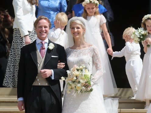 Thomas Kingston and Lady Gabriella Windsor after their wedding at St George’s Chapel in Windsor (Chris Jackson/PA)