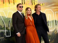 Leonardo DiCaprio, Margot Robbie (centre) and Brad Pitt (right) at the Once Upon A Time… In Hollywood UK premiere in Leicester Square, London (Isabel Infantes/PA)