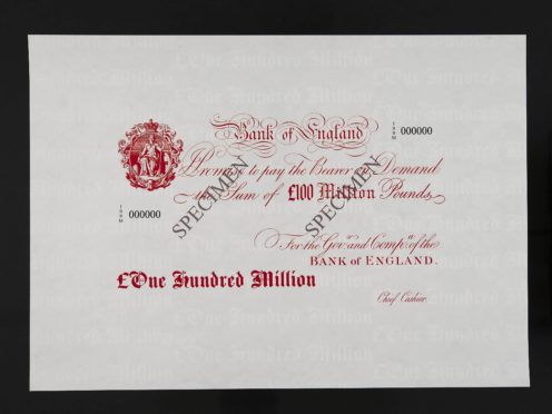 The £100 million note forms part of the exhibition (Bank Of England Museum/PA)