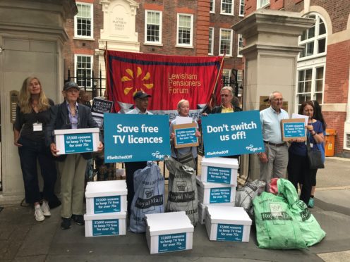 Around a dozen activists gathered outside the Conservative Campaign Headquarters in Westminster (Alex Green/PA)