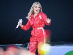 Kylie Minogue performed an impromptu rendition of The Loco-Motion on a train in Scarborough (Aaron Chown/PA)